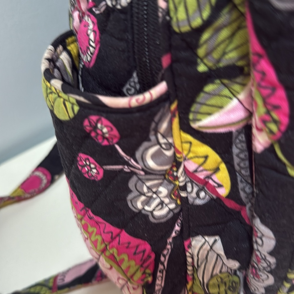 Vera Bradley Backpack 🎒 Floral Quilted black pink greens - Picture 6 of 16